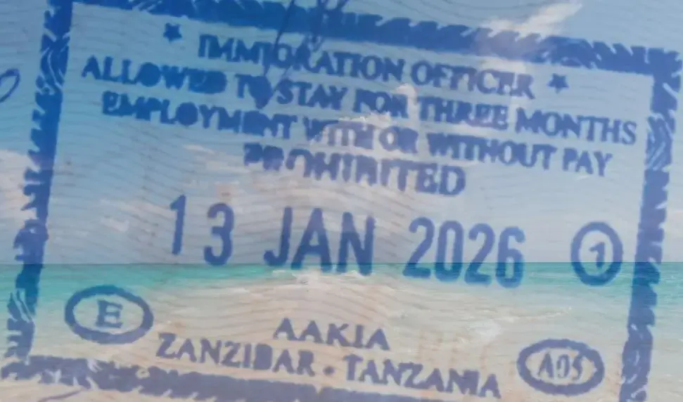 Zanzibar entry visa stamp
